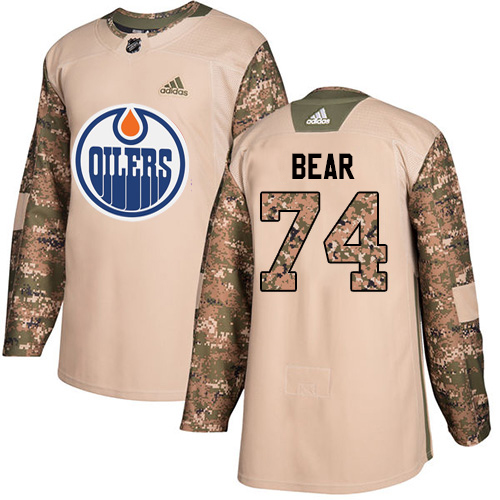Adidas Oilers #74 Ethan Bear Camo Authentic 2017 Veterans Day Stitched Youth NHL Jersey